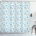 thumbnail image 1 of Ambesonne Cartoon Shower Curtain, Stork Carrying an Elephant, 69"Wx84"L, Amber Black Blue, 1 of 3