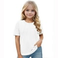 thumbnail image 6 of CFLVAEK Girls Short Sleeve T Shirts Kids Summer Pleated Tops Casual Crewneck Tees Solid Color Shirts for Beach Vacation White Size 5 Years, 6 of 6