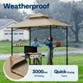 thumbnail image 5 of SPECSTAR 8' x 5' Grill Gazebo Canopy, Outdoor BBQ Gazebo Shelter with 2 Side Shelves & Double-Tiered Top, Taupe, 5 of 8