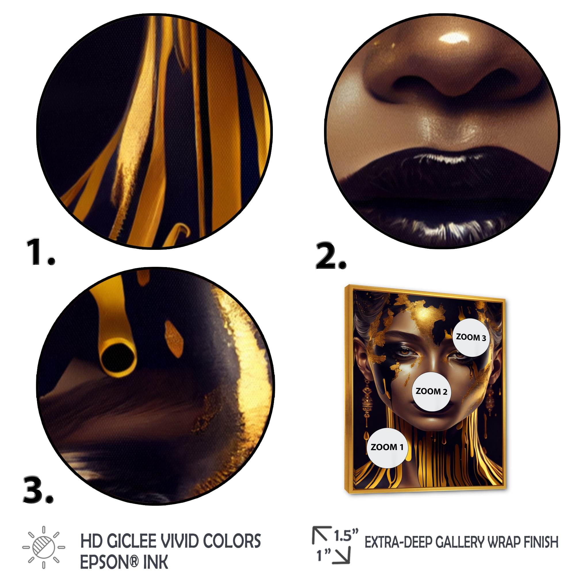 Designart Sensual Liquid Gold Woman V Floating Frame Wall Art
