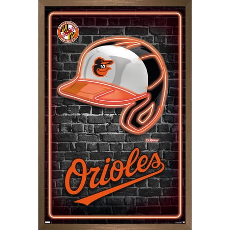 MLB Baltimore Orioles – Neon Helmet 23 Wall Poster 22.375 x 34 Framed