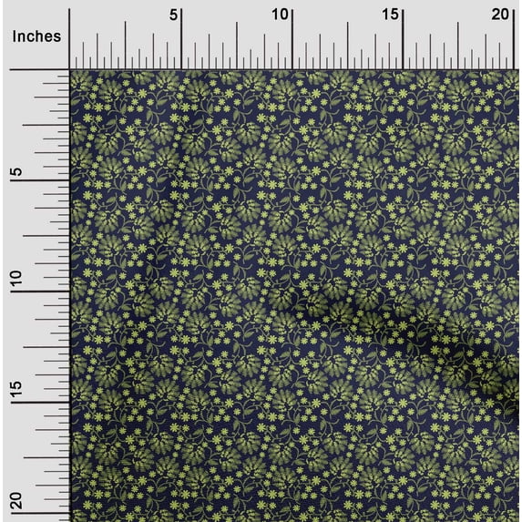 oneOone Cotton Cambric Fabric Leaves & Floral Artistic Print Sewing Fabric BTY 56 Inch Wide