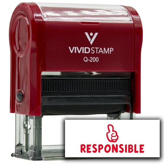 Vivid Stamp Responsible Self Inking Rubber Stamp (Red Ink) - Q-400