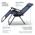 thumbnail image 3 of Hearth & Harbor Zero Gravity Chair Set of 4, Outdoor Lounge Chairs with Cup Holder, Blue, 3 of 9