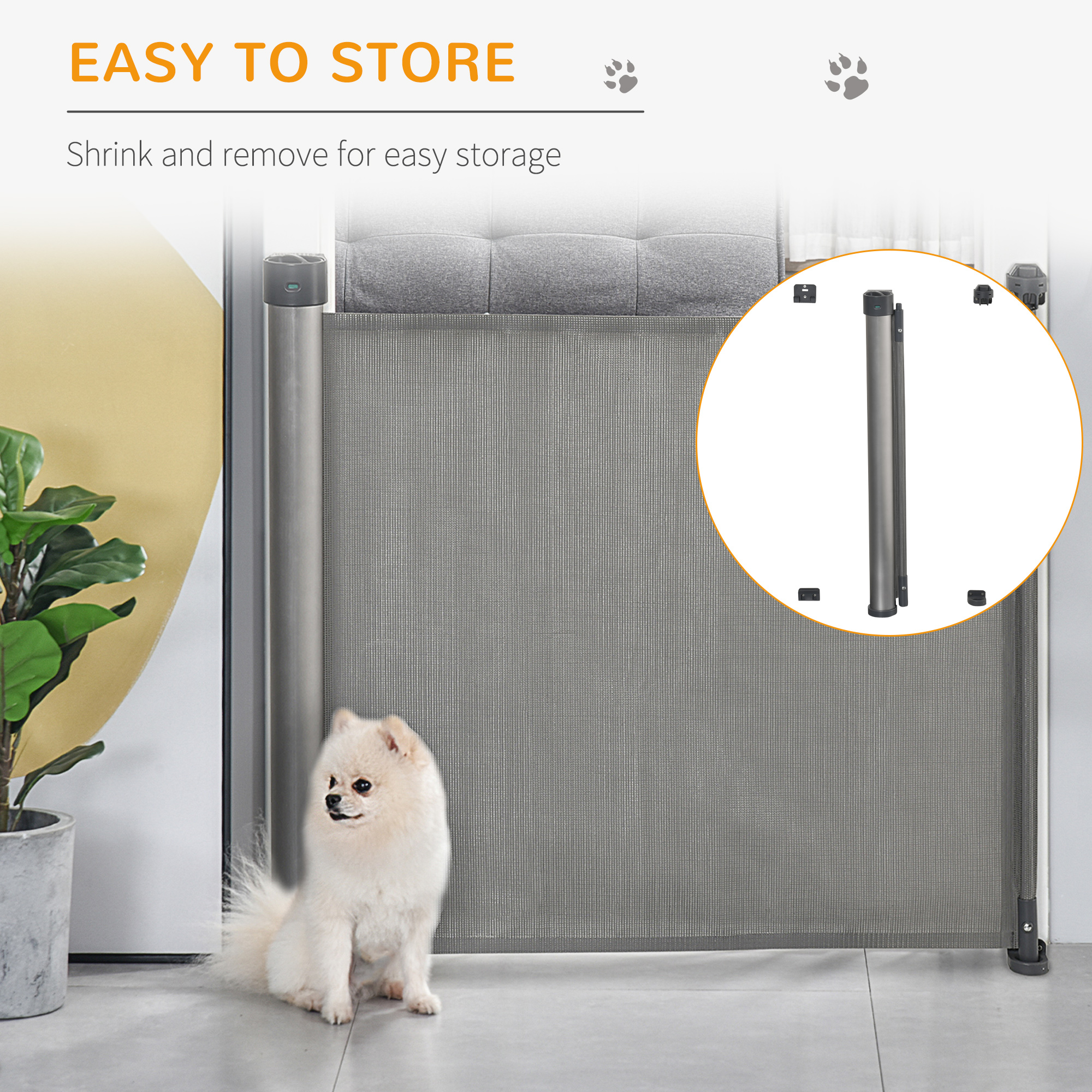 Buy PawHut Retractable Pet Barrier, Extends to 55, Grey Online at