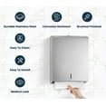 thumbnail image 3 of Alpine Paper Towel Dispenser Wall Mount Commercial - Stainless Steel Paper Towel Holder  for C-fold, Trifold & Multifold Paper Towels, Perfect for Bathroom & Kitchen, 3 of 8