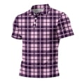 thumbnail image 7 of Garbnen Polo Shirts for Men Short Sleeve Plaid Color Block Collared Henley Shirt Men Lightweight Breathable Casual Summer Beach Travel Golf Shirts Men S, 7 of 7