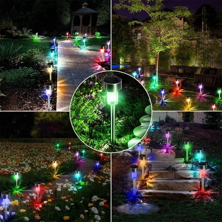 10pcs Solar Garden Lights/Path Lights Steel Led Pathway Landscape Lighting for Patio, (Best Landscape Pathway Lighting)