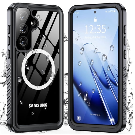 ELEHOLD Waterproof Full Body Magnetic Case for Samsung Galaxy S26 with Built-in Screen Protector, Shock-Absorbent  Anti-Scratch Magnetic Wireless Charging Cover,Black