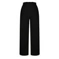 thumbnail image 3 of Lenpel Women's Cotton Linen Palazzo Pants Ruffle Elastic High Waisted Wide Leg Pants Baggy Casual Trousers with Pockets, 3 of 5