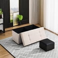 thumbnail image 6 of Storage Ottoman Bench Foldable Seat Footrest End of Bed Ottoman with Flipping Lid for Living Room, 75L, 30 inches Linen Fabric Beige, 6 of 6