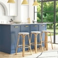 thumbnail image 2 of Butler Specialty Company Tobias Round Rattan 30" Bar Stool - White and Navy Dot, 2 of 7