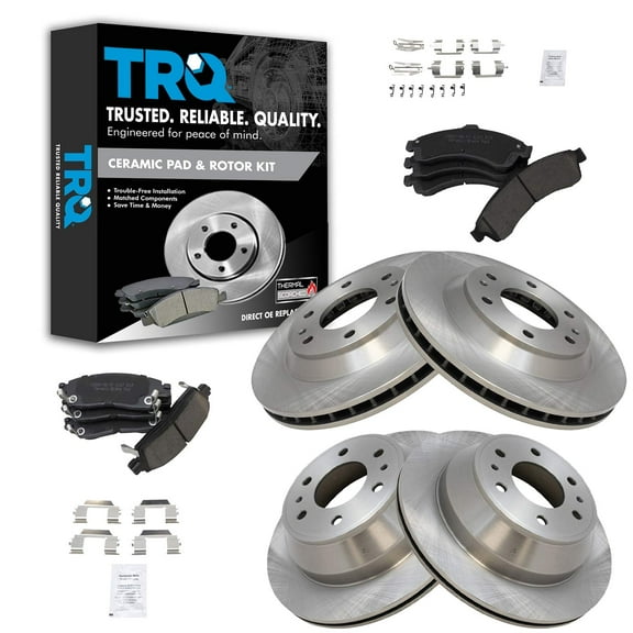 TRQ Front and Rear Brake Pad & Rotor Kit Brake Pads Brake Rotor Ceramic Fits Select 2004-2005 Buick Rainier 2002-2005 Chevrolet Trailblazer 2002-2004 GMC Envoy Isuzu Ascender Oldsmobile Bravada