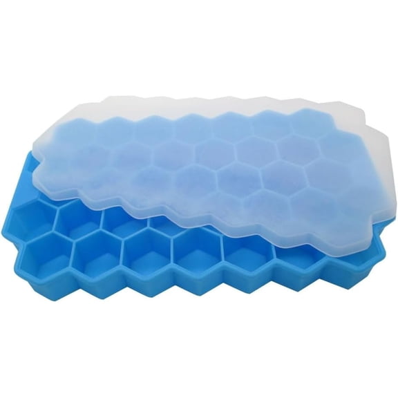 1-Pack Honeycomb Ice Tray with Cover – Fun-Shaped Silicone Mold for Freezer and Cocktails – Stackable, BPA-Free, Odorless – Blue