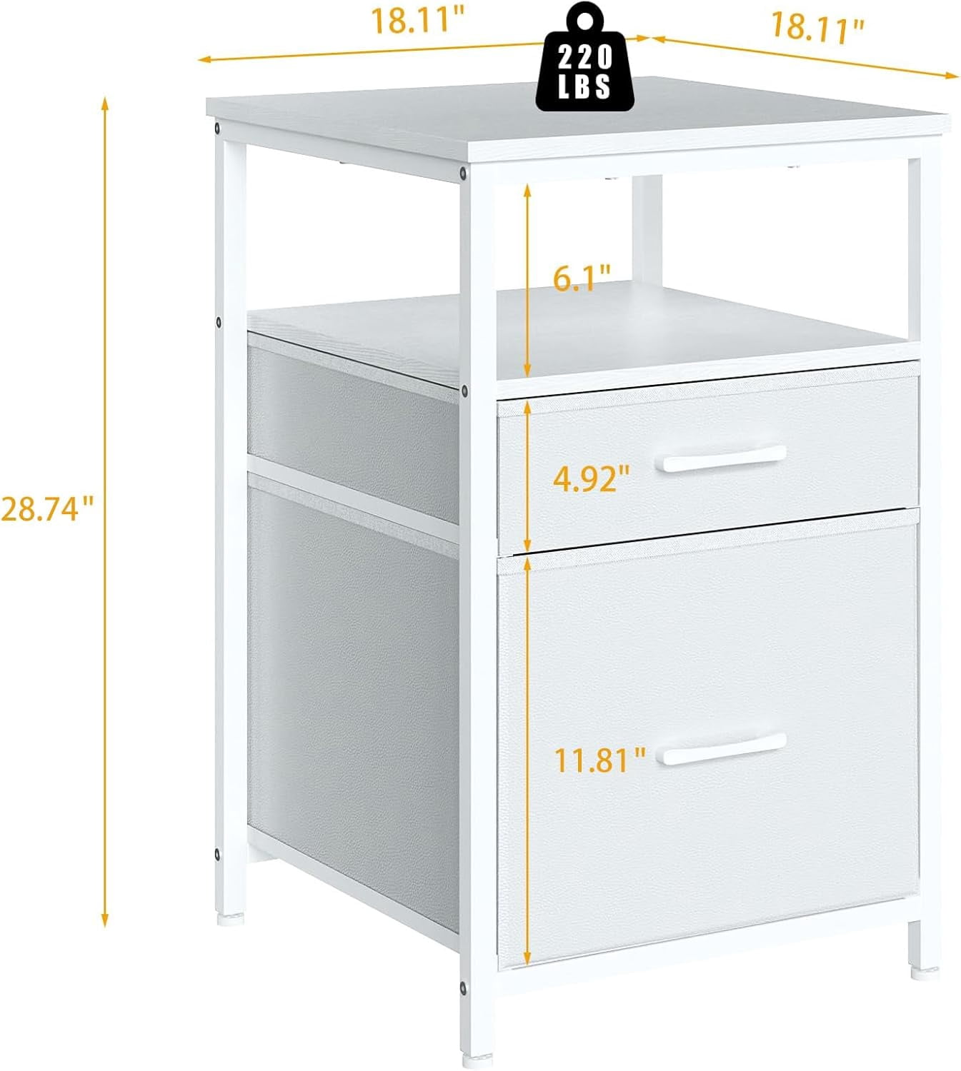 Mini Fridge Stand with 3 Storage, Mini Fridge Cabinet, Beverage Fridge Table, Heavy Duty 18.11" L* 18.11" W Tabletop, for Dorm, Apartment,Office, Bedroom