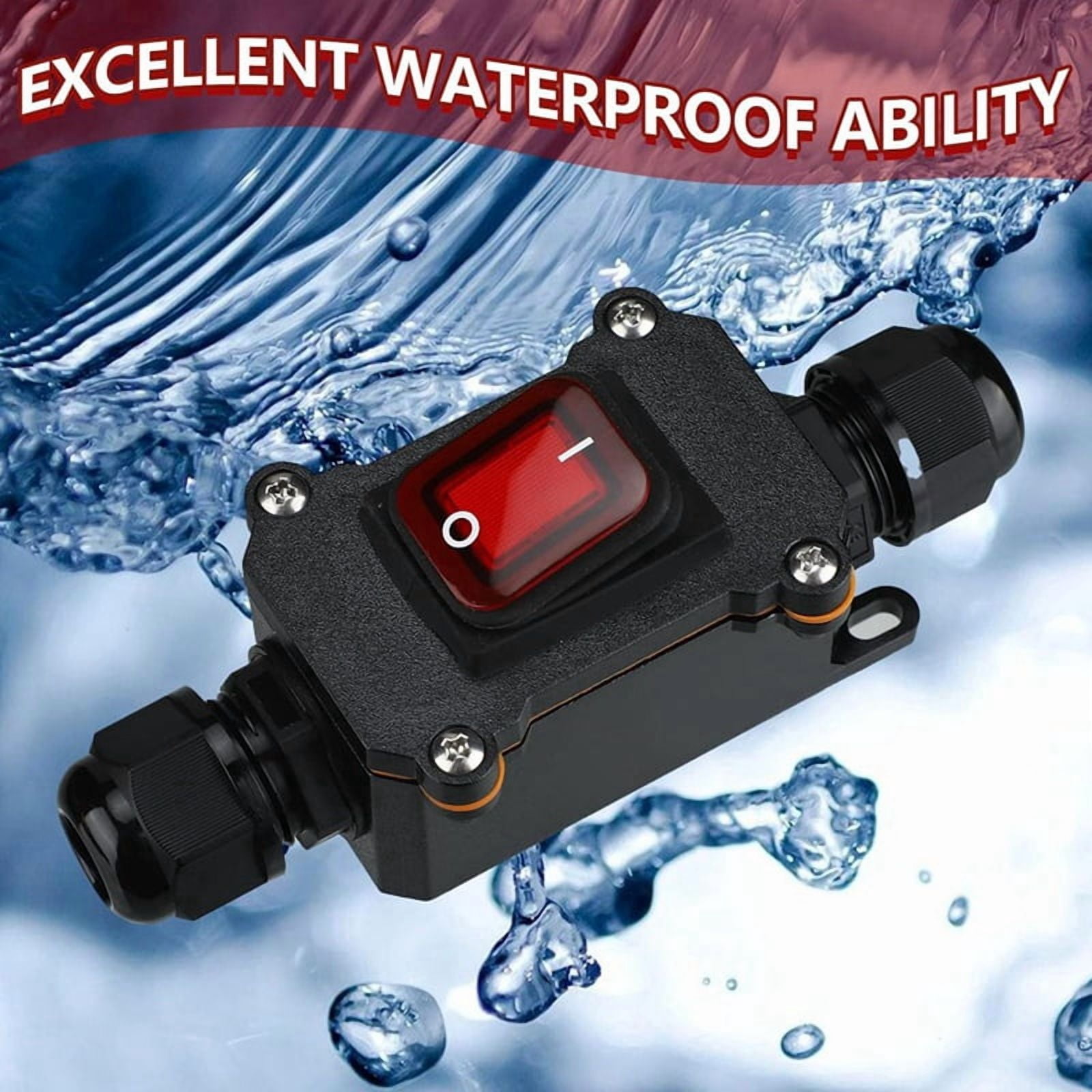 4 Pcs 12V Inline Switch Waterproof Inline Cord Switch Waterproof Toggle Switch with Red Light Rocker Button