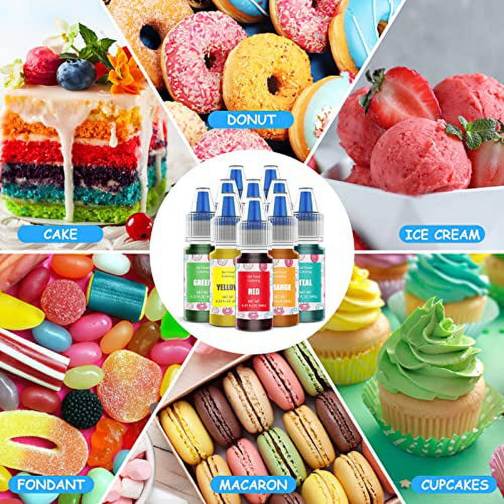 Gel Food Coloring 10 Colors, E-Kongton Food Coloring Gel Cake Color  Set,Vibrant Icing Colors Flavorless Edible Foods Dye for Baking Icing  Fondant Cake