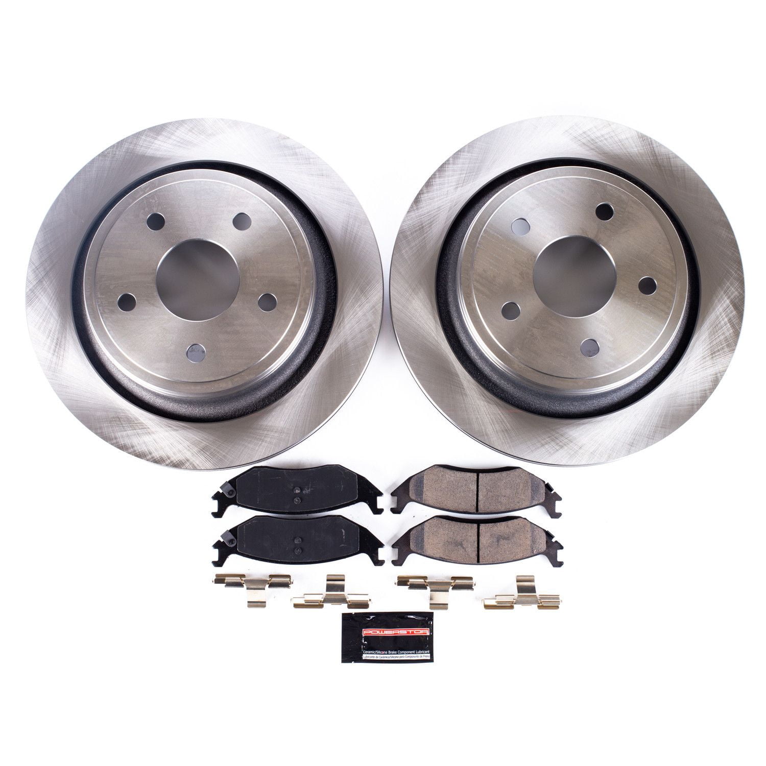 Power Stop Rear Stock Replacement Brake Pad and Rotor Kit KOE2172 Fits 2017 Ram 1500