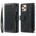 thumbnail image 2 of For iPhone 11 Pro Max Premium PU Leather Crossbody Case Purse Zipper Pocket Magnetic Folio Card Slots Wallet Kickstand Phone Case with Shoulder Strap & Wrist Strap For iPhone 11 Pro Max,
Black, 2 of 14