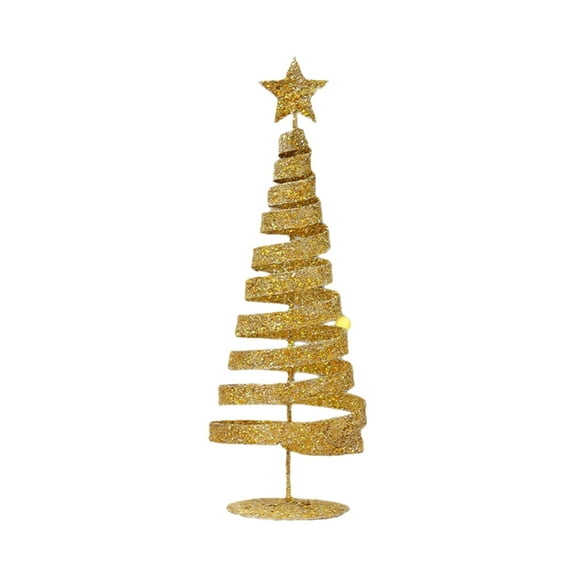 PatungKu Elegant Gold Christmas Tree Decor - Glittering Tabletop Trees with Star Toppers for Holiday and Office Festive Decorating