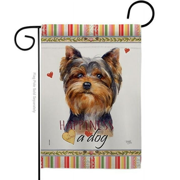 Breeze Decor G160234-BO 13 x 18.5 in. Dog Torkshire Terrier Happiness Double-Sided Decorative Vertical Garden Flag