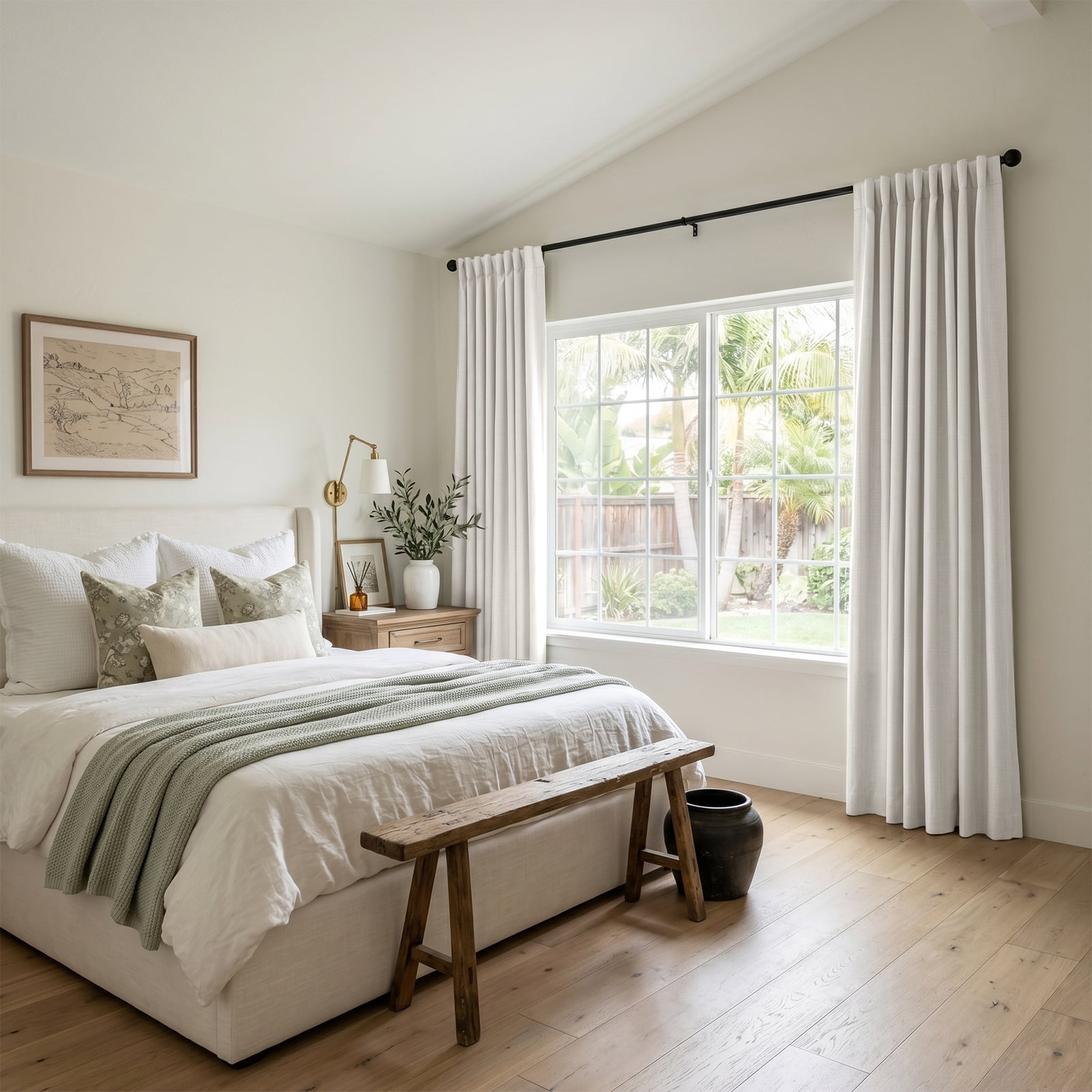 100% Blackout Faux Linen Curtains for Livingroom Bedroom,2 Panels Set,Thermal Insulated,With Free 20 Ring Clips - Beige, W50 X L84