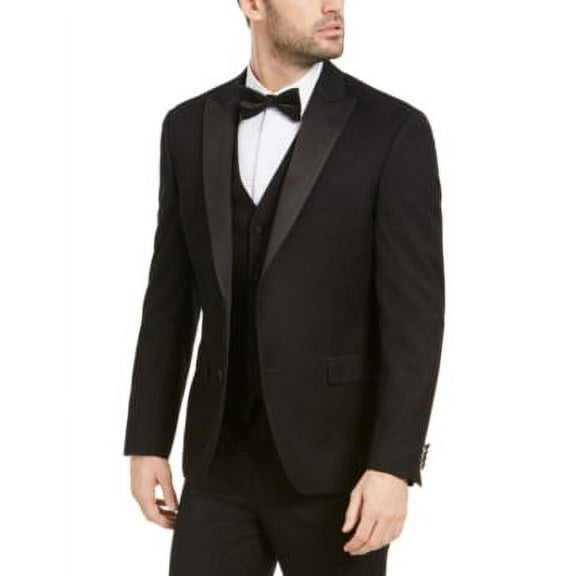 Alfani Mens Slim fit Tuxedo Jacket Blazer 38 S Black Solid Stretch