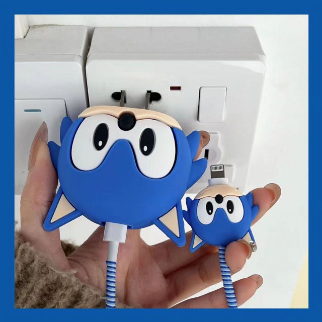 Silicona De Dibujos Animados sonic bear Minions Mickey Cable Cambiador Protector Lightning Línea De Datos De Alambre Funda Protectora Para Apple iPhone 18/20W 14 13 12 11 Pro Max Enrollador Organizado