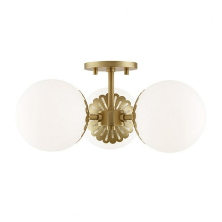 

-Three Light Semi-Flush Mount in Style-17.5 inches Wide By 7.75 inches High Aged Brass Bailey Street Home 735-Bel-2941780