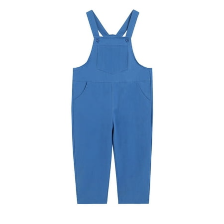 MEZZALL Toddler Girls Overalls Sleeveless Adjustable Jumpsuit Onesies Kids Casual Loose Solid Color Romper Cute Long Pants With Pockets Cute