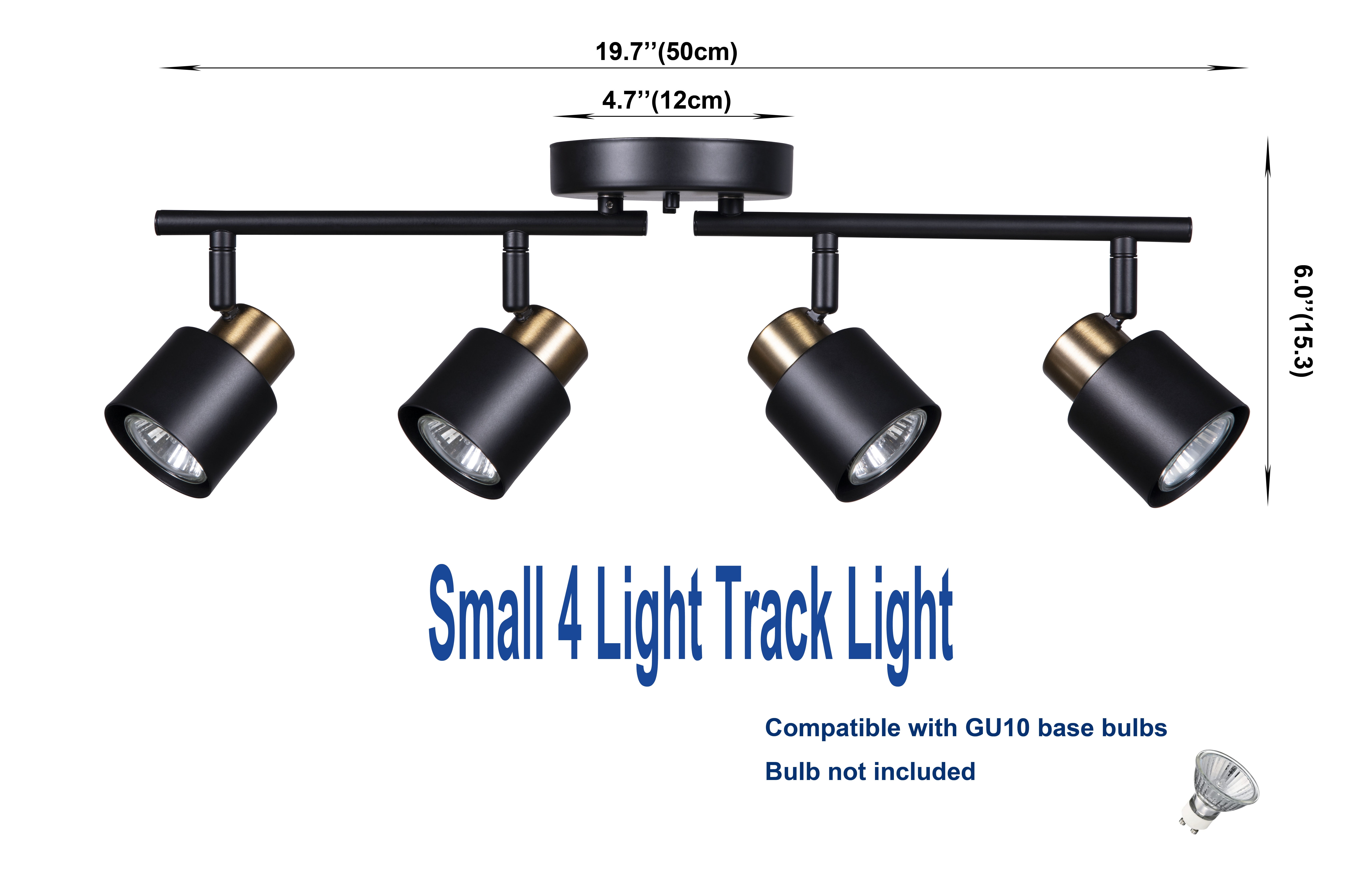 CRAFTRONOS 4 Light Track Lighting Black Brass Adjustable Arm CR62150BK