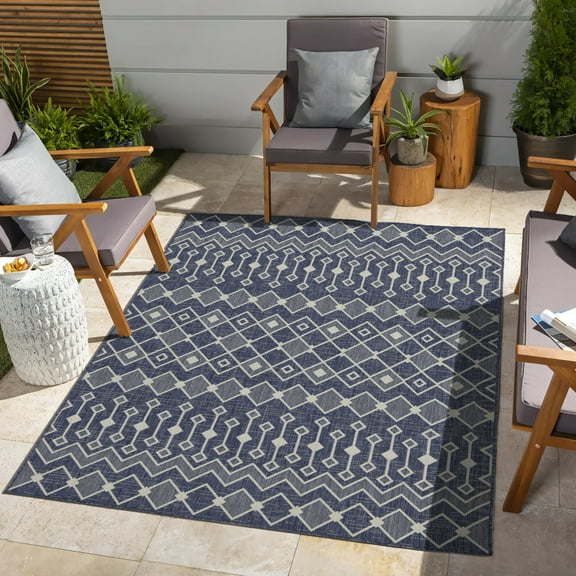 Sunshine Gc_Har2019 Blue 7 Ft. 10 In. X 10 Ft. 3 In. Indoor/Outdoor Area Rug,Blue Polypropylene Household Supplies Décor Rugs