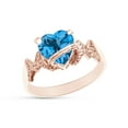 thumbnail image 3 of Heart Shape Simulated Blue Topaz In 14K Rose Gold Over 925 Sterling Silver Ring Size 9.5, 3 of 5