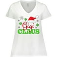 thumbnail image 3 of Inktastic Gigi Claus with Christmas Santa Hat and Snowflakes Women's Plus Size V-Neck T-Shirt, 3 of 5