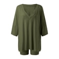 thumbnail image 5 of WAYUTE Womens 2 Piece Outfits V Neck Casual Short Sleeve Shorts High Waisted Workout Athletic Wear Solid Color Slim Fit Outfit, 5 of 5