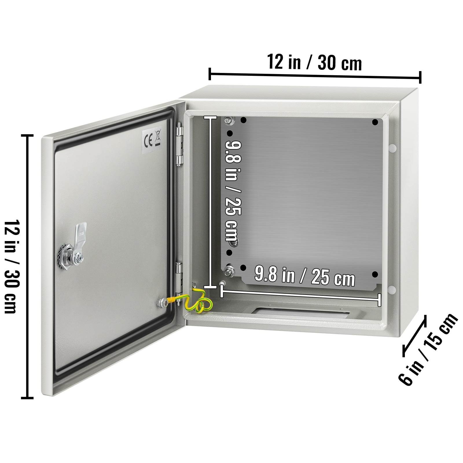 VEVOR NEMA Steel Enclosure, 12 x 12 x 6" NEMA 4X Steel Electrical Box, IP66 Waterproof & Dustproof, Outdoor/Indoor Electrical Junction Box, with Mounting Plate