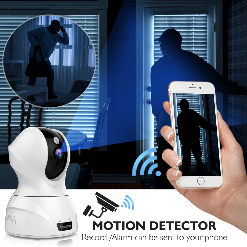 SereneLife 3MP WiFi IP Camera Smart Tracking PTZ Face Detection Compatible Wireless Home Security