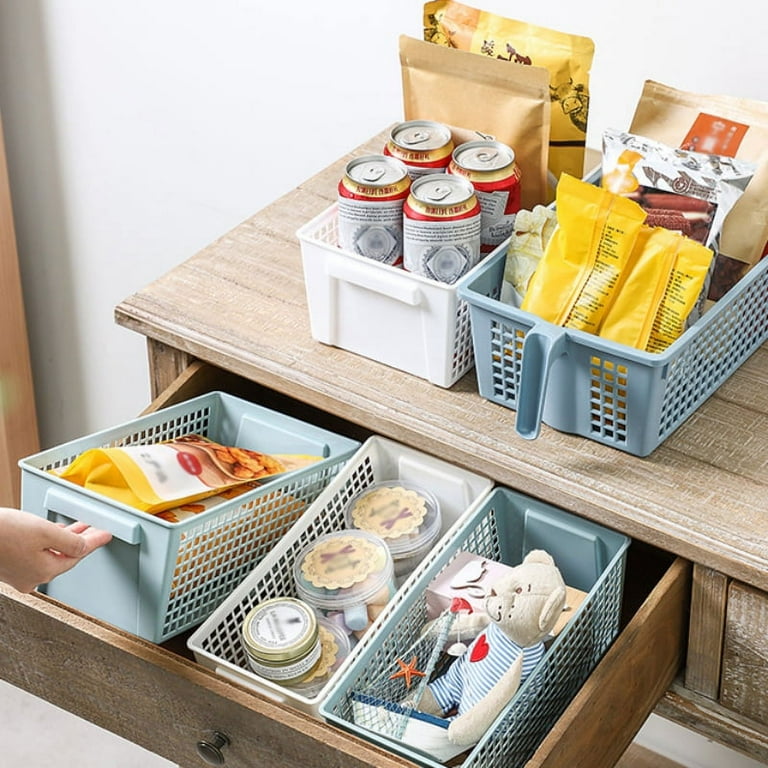 1Pcs Plastic Tabletop Storage Basket,Openwork Rectangular Box Storage  Basket with Handles for Drawer Organizer,Food Storage,Snacks,Home  Organization 