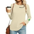 thumbnail image 2 of JTZGDY Merry Christmas Sweatshirts for Women Funny Xmas Tree Santa Claus Print Long Sleeve Holiday Season Pullover Tops Loose Oversized Casual Graphic T-Shirts Khaki XXL, 2 of 5