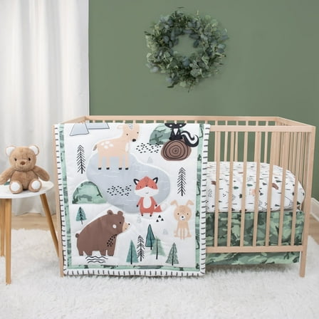 The Peanutshell Crib Bedding, Fairytale Forest Baby Crib Bedding Set and Mobile, 4-Piece Set
