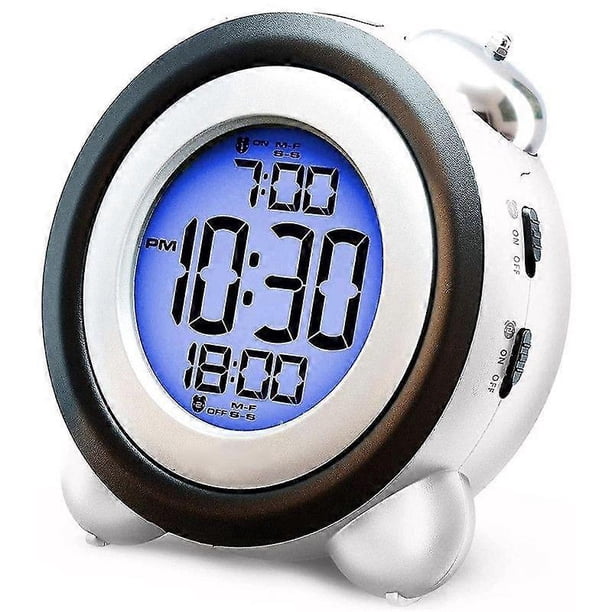 Digital Alarm Clock,Time Date Display Twin Bell Very Loud for Heavy Sleepers Dual Alarm Blue Backlight for Teens