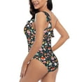 thumbnail image 4 of Haiem Autumn Fox Owl Women's One Piece Swimsuits Tummy Control One Shoulder Bathing Suits Ruffle Swimwear-Large, 4 of 8