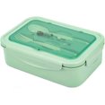 thumbnail image 1 of Caja Bento ZHAOCHENG Fiambrera hermética 3 compartimentos Con cuchara y tenedor verde, 1 of 5