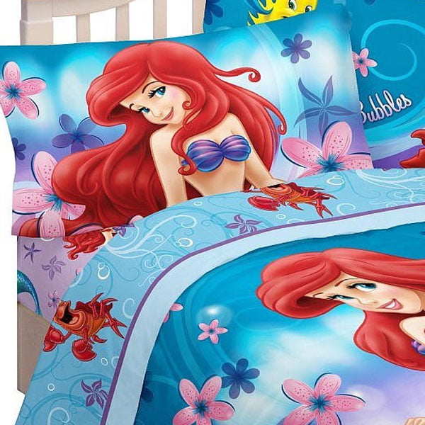 3pc Disney Little Mermaid Twin Sheet Set Ariel Cascading ...