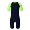 thumbnail image 2 of Xnihocha Kids Boys Girls One Piece Shorty Wetsuit Rash Guard Surfing Suit UV Sun Protection Swimsuit Navy Blue&Fluorescen 6, 2 of 7