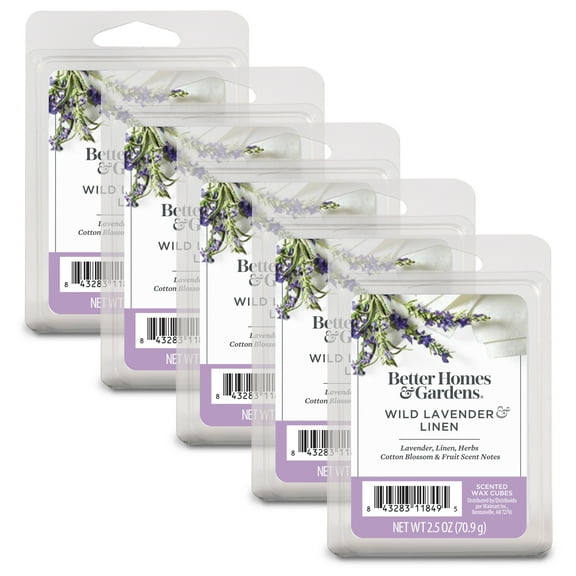 Wild Lavender Linen Scented Wax Melts, Better Homes & Gardens, 2.5 Oz (5-Pack)