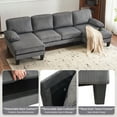 thumbnail image 5 of Ktaxon U-Shaped Sectional Sofa, 111"  Corduroy Couch, 4 Seat Lounge Sleeper with Double Chaise for Living Room Gray, 5 of 8