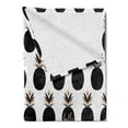 thumbnail image 2 of Minimalist Soft Flannel Fleece Blanket, Modern Exotic Pineapples with Hello Calligraphy Hipster Illustration, Cozy Plush for Indoor and Outdoor Use, 50" x 70", Black Peach and Grey, by Ambesonne, 2 of 5