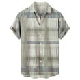 thumbnail image 1 of Camisas De Compresion Casual Hombres Solapa Estampado Manga Corta Puños Botón Puerto Estilo Floral Camisa Sand Beach Hawaiianss Summer Top (Grey, XXL), 1 of 4