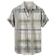 thumbnail image 1 of Camisas De Compresion Casual Hombres Solapa Estampado Manga Corta Puños Botón Puerto Estilo Floral Camisa Sand Beach Hawaiianss Summer Top (Grey, 3XL), 1 of 4